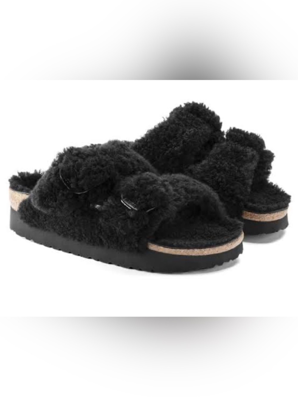 Arizona sherpa big buckle platform sandals - birkenstock